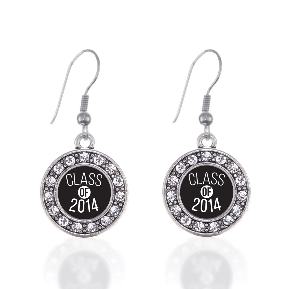 Silver Class Of 2014 Circle Charm Dangle Earrings