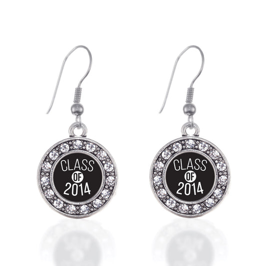 Silver Class Of 2014 Circle Charm Dangle Earrings