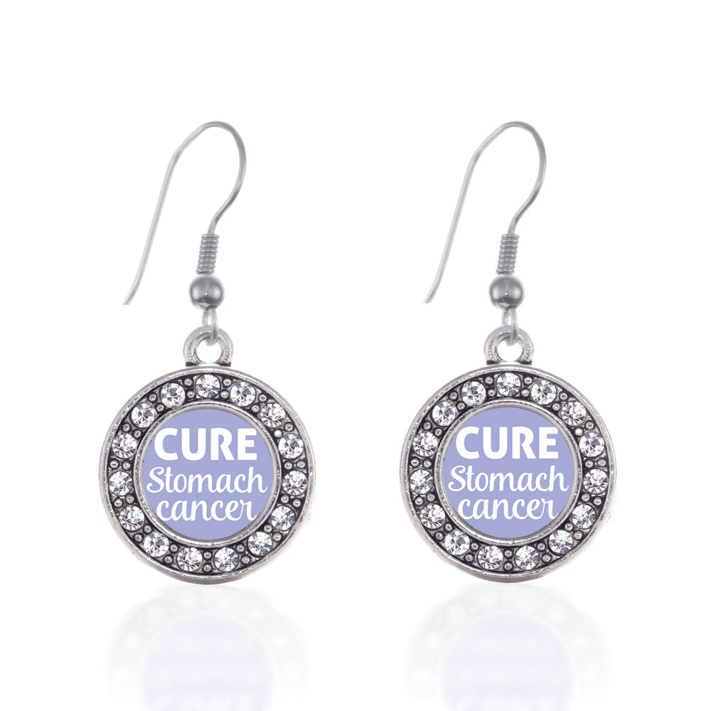 Silver Cure Stomach Cancer Circle Charm Dangle Earrings