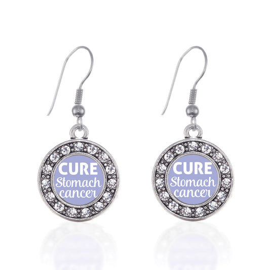 Silver Cure Stomach Cancer Circle Charm Dangle Earrings