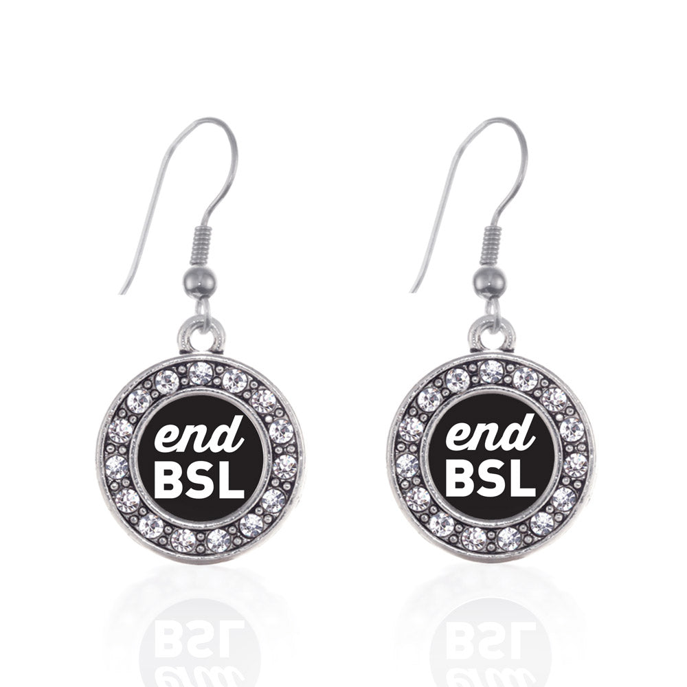 Silver End BSL Circle Charm Dangle Earrings