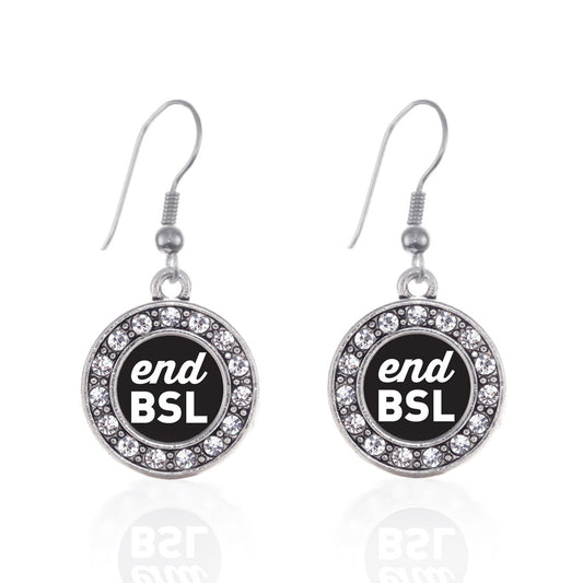 Silver End BSL Circle Charm Dangle Earrings