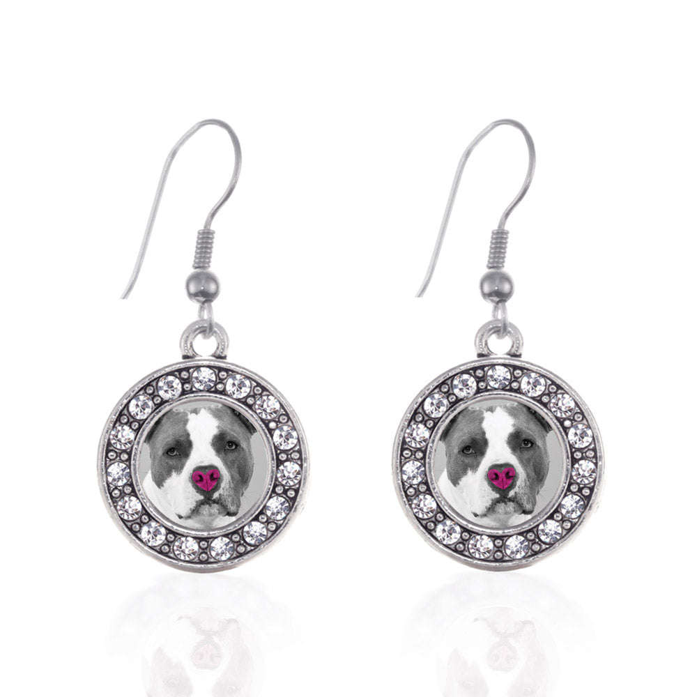 Silver Big Dogs with Big Hearts BSL Awareness Circle Charm Dangle Earrings