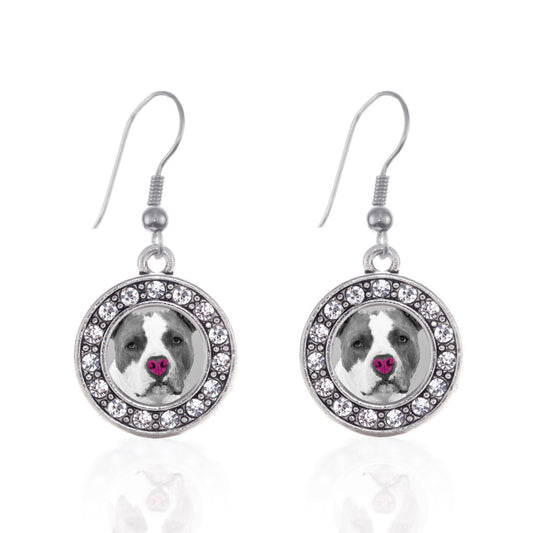 Silver Big Dogs with Big Hearts BSL Awareness Circle Charm Dangle Earrings