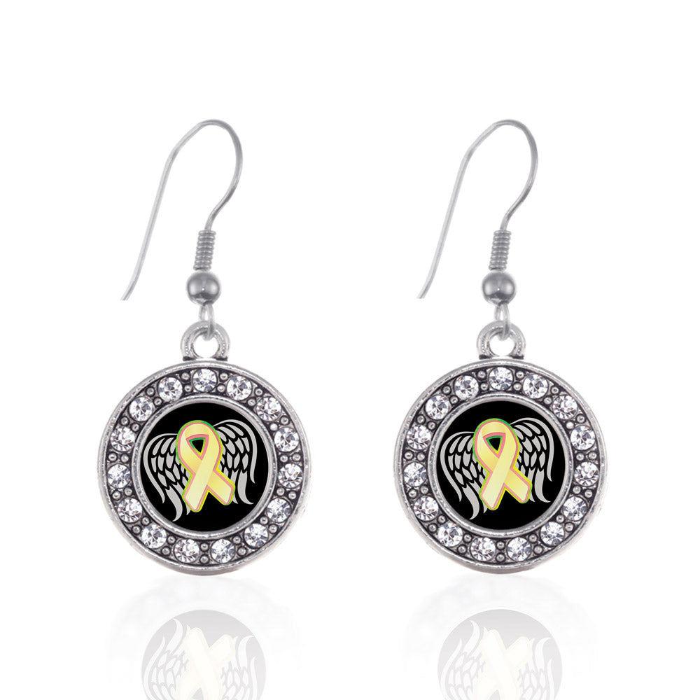 Silver Trisomy 13 Awareness Circle Charm Dangle Earrings