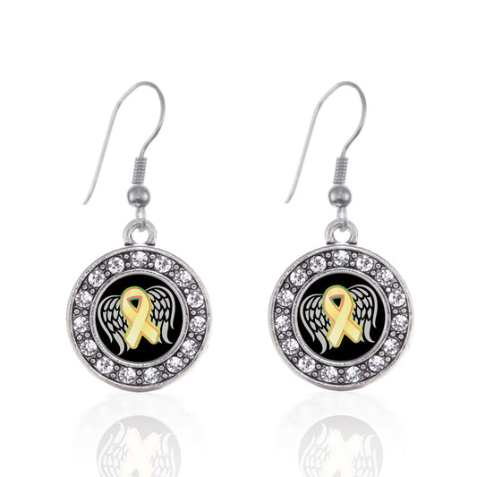 Silver Trisomy 13 Awareness Circle Charm Dangle Earrings