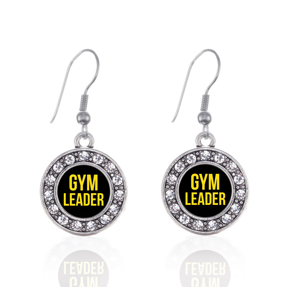 Silver Yellow Gym Leader Circle Charm Dangle Earrings