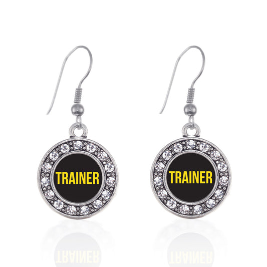Silver Yellow Trainer Circle Charm Dangle Earrings