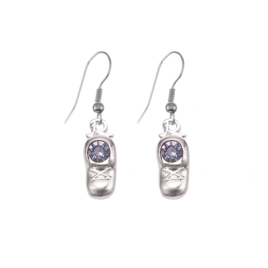Silver Baby Shoe Charm Dangle Earrings