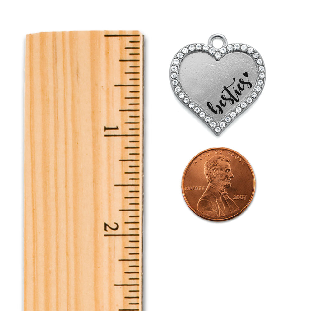 Silver Besties - Clear Open Heart Charm Dangle Earrings