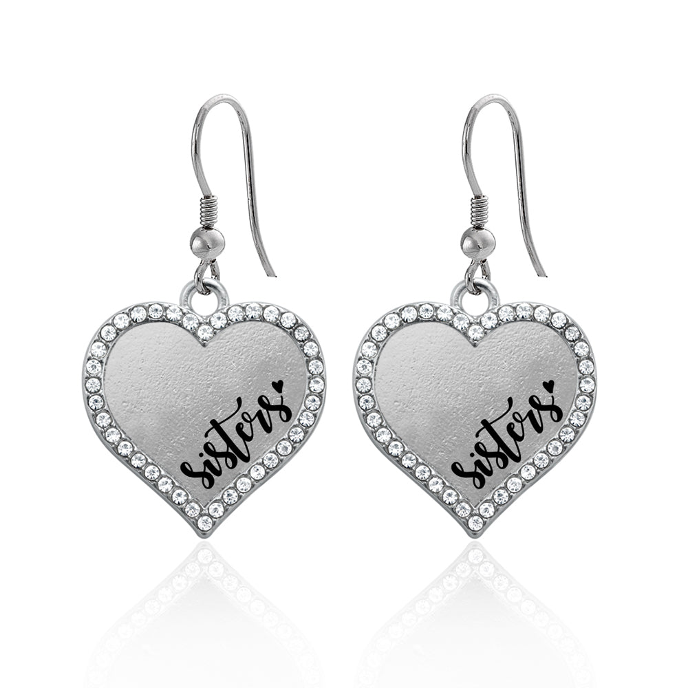 Silver Sisters Open Heart Charm Dangle Earrings