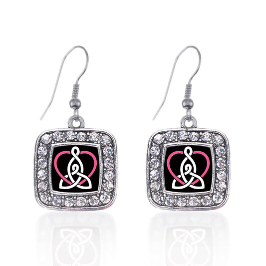 Silver iPack Square Charm Dangle Earrings