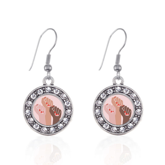 Silver Womens March - Unite! Circle Charm Dangle Earrings