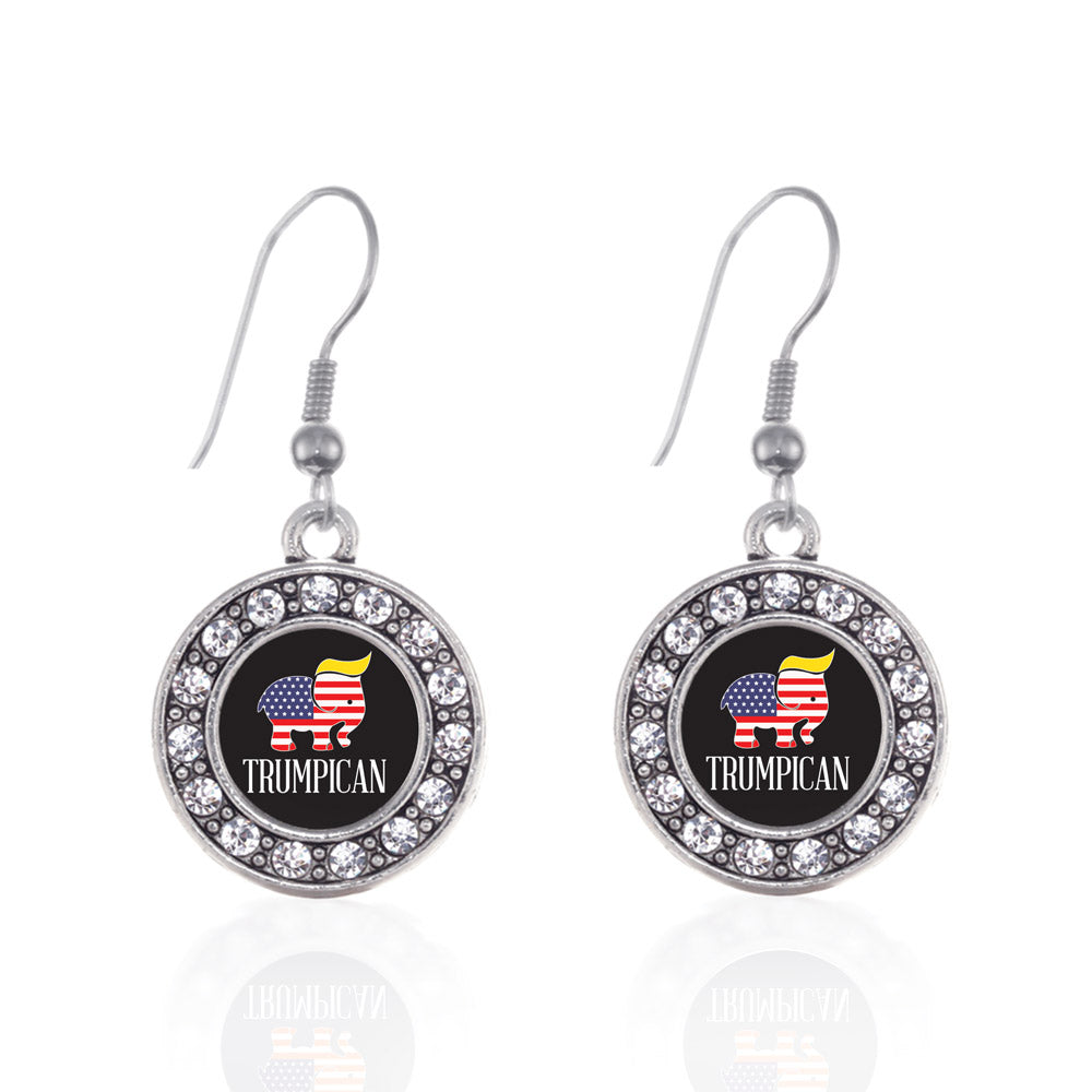 Silver Trumpican Circle Charm Dangle Earrings