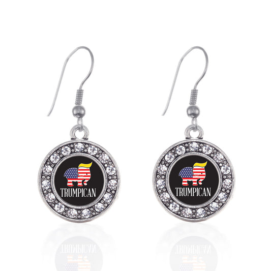 Silver Trumpican Circle Charm Dangle Earrings