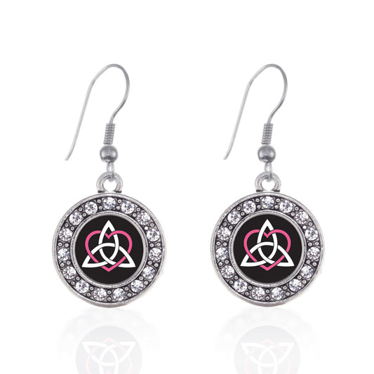 Silver Celtic Sisters Knot Circle Charm Dangle Earrings