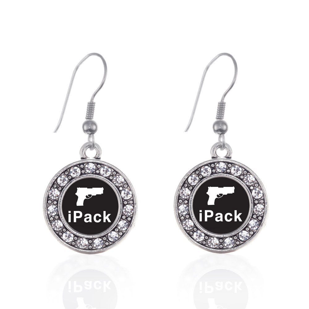 Silver iPack Circle Charm Dangle Earrings