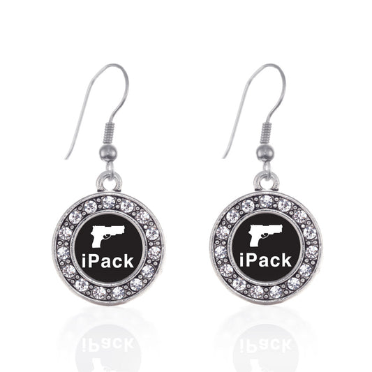 Silver iPack Circle Charm Dangle Earrings
