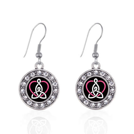 Silver Mother and Daughter Celtic Knot Circle Charm Dangle Earrings