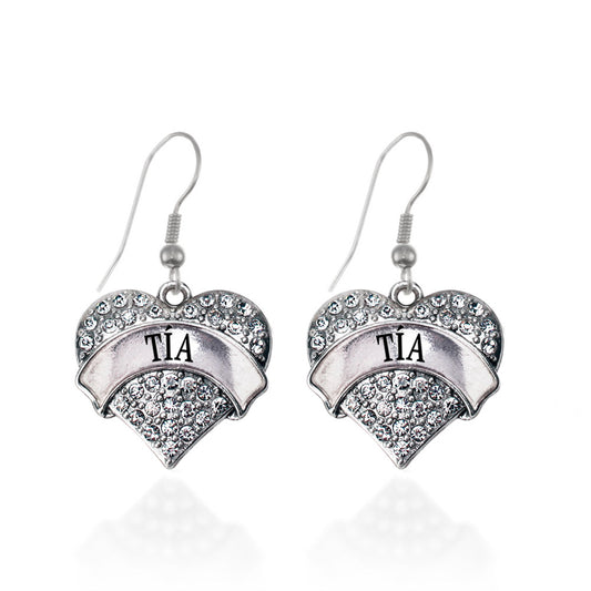 Silver Tía Pave Heart Charm Dangle Earrings