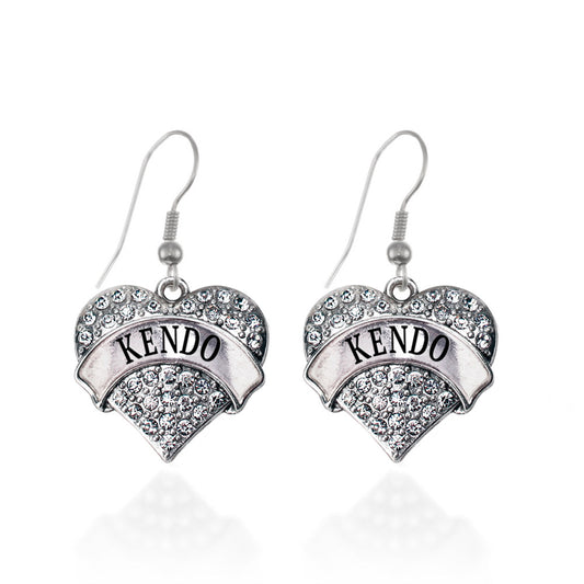 Silver Kendo Pave Heart Charm Dangle Earrings