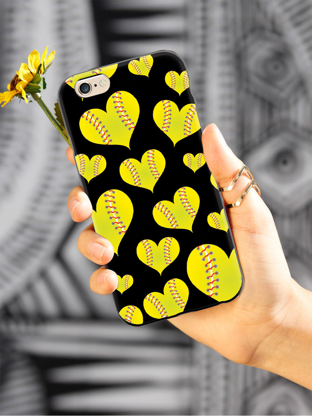 Softball Heart Pattern Case