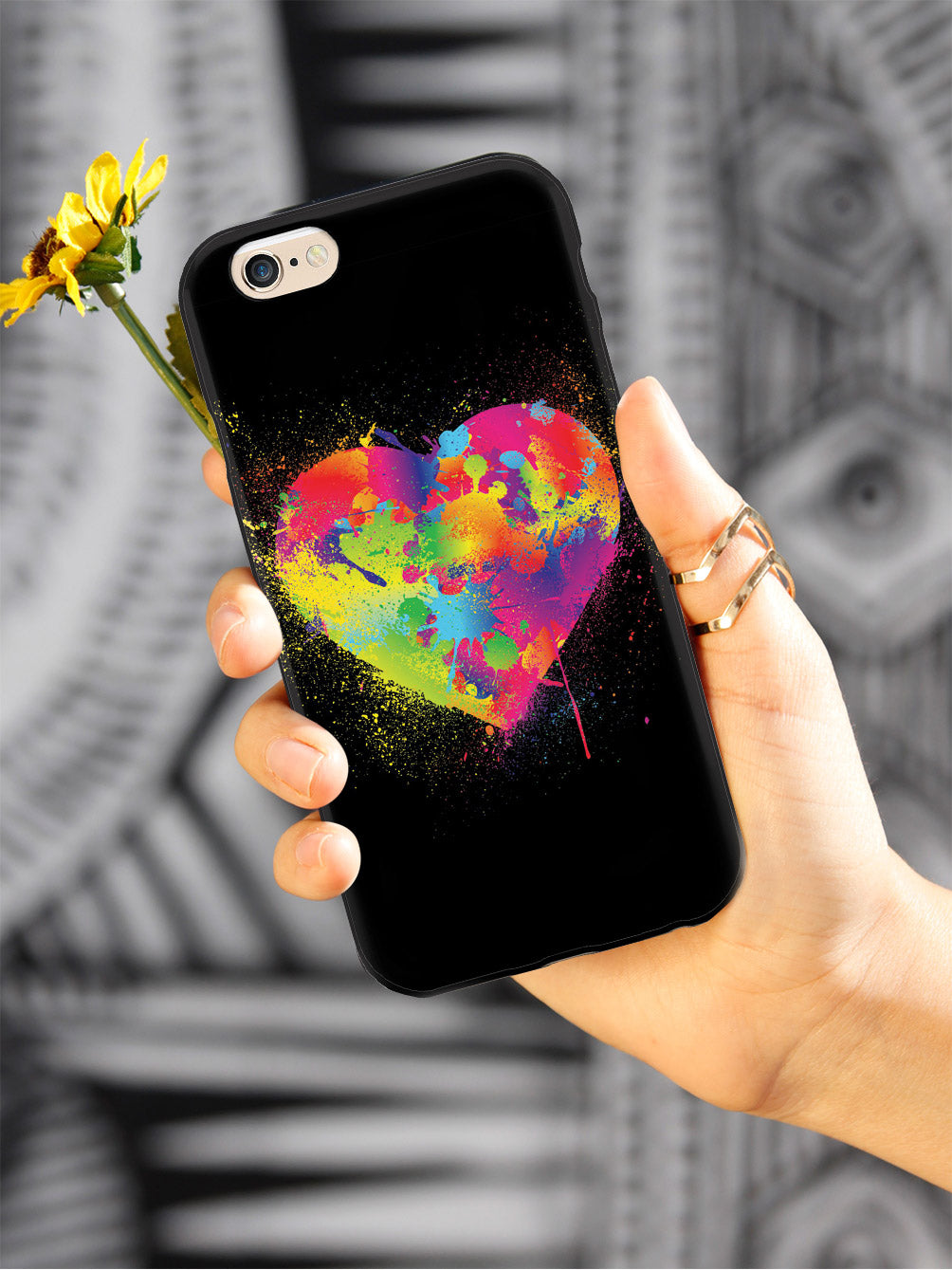 Rainbow Heart Paint Splatter Case