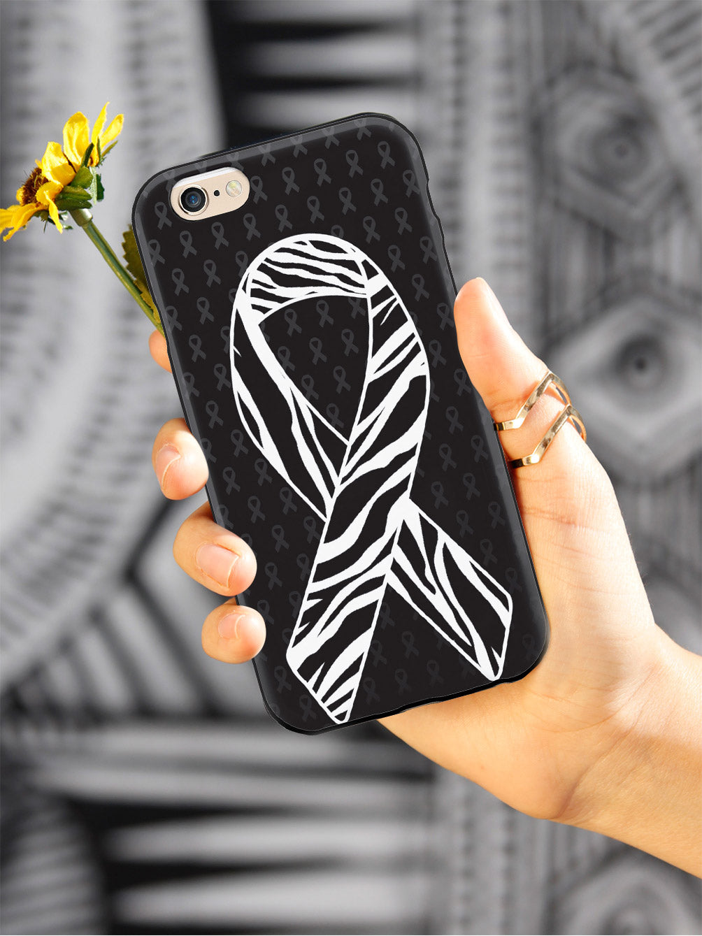 Zebra Print Awareness Ribbon Case