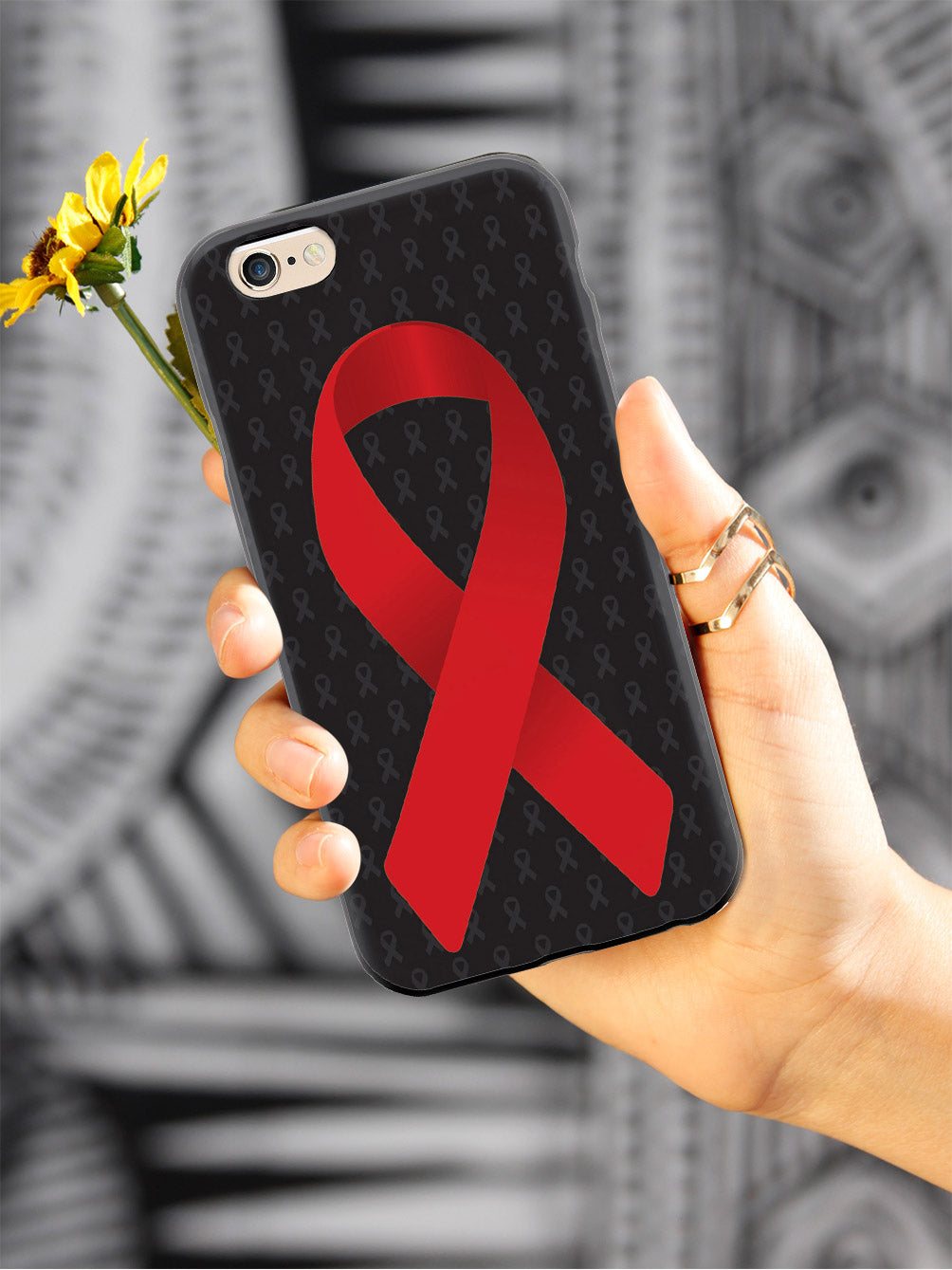 Red Awareness Ribbon - Black Case