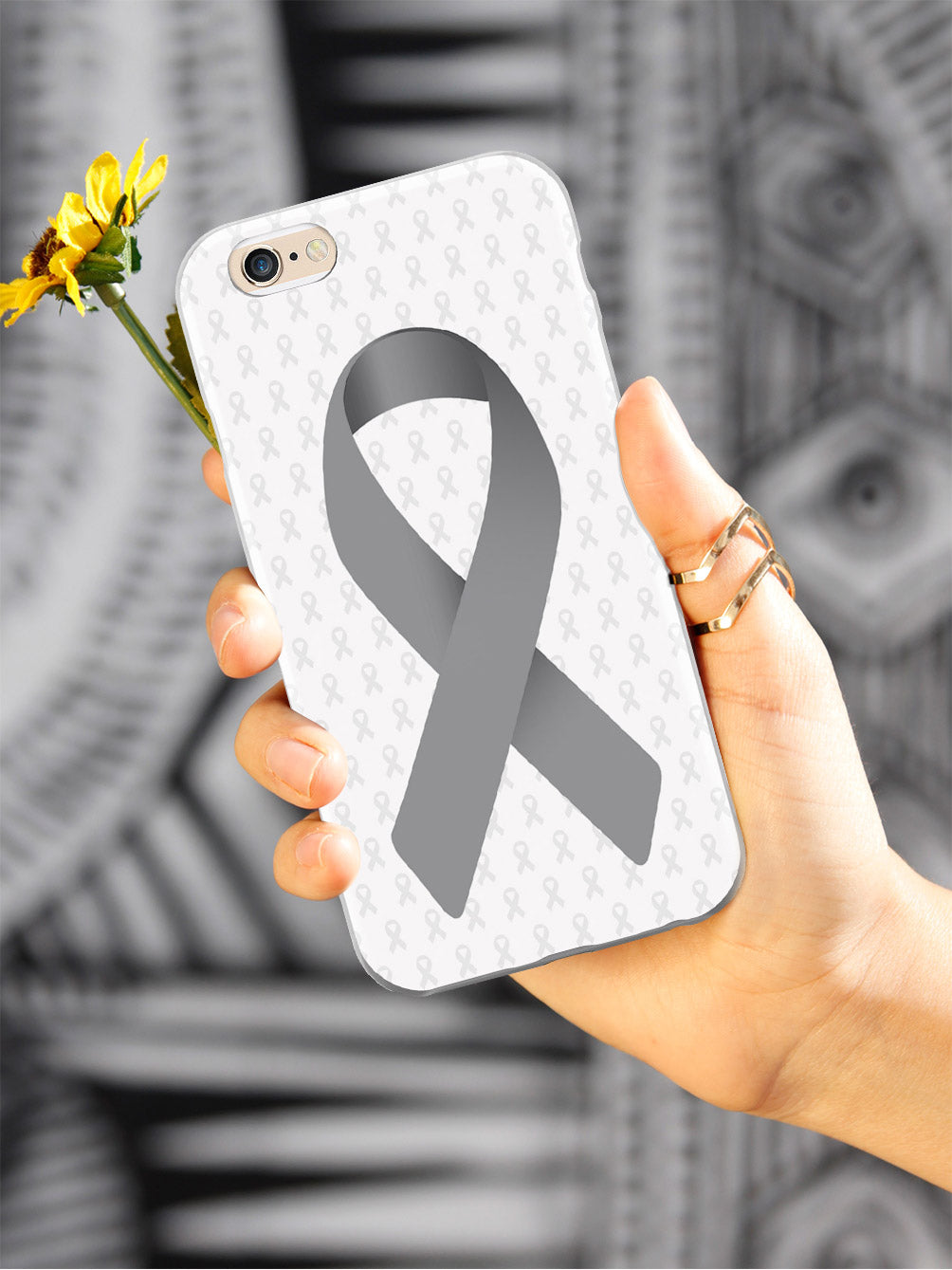 Gray Awareness Ribbon - White Case