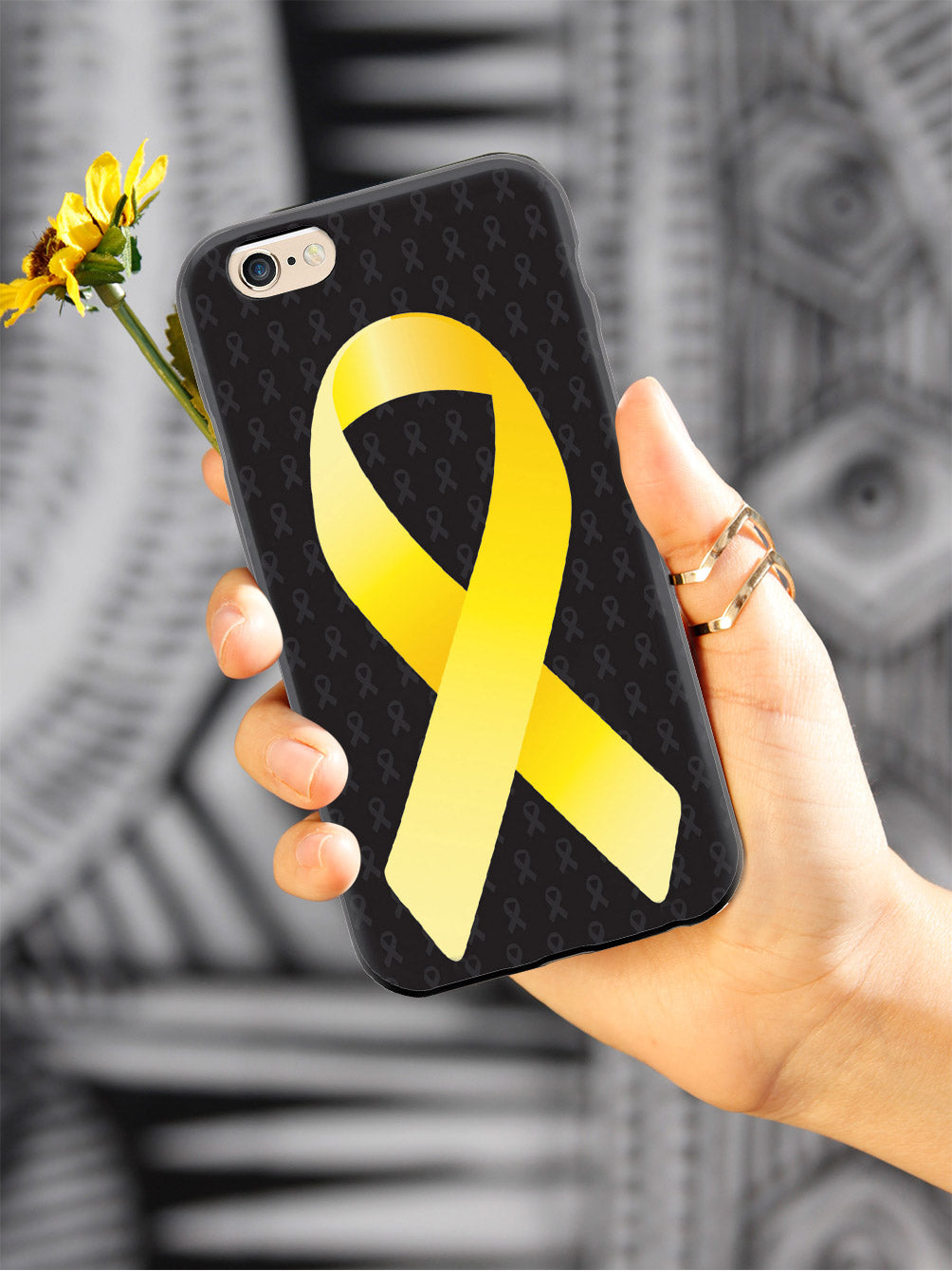 Yellow Awareness Ribbon - Black Case