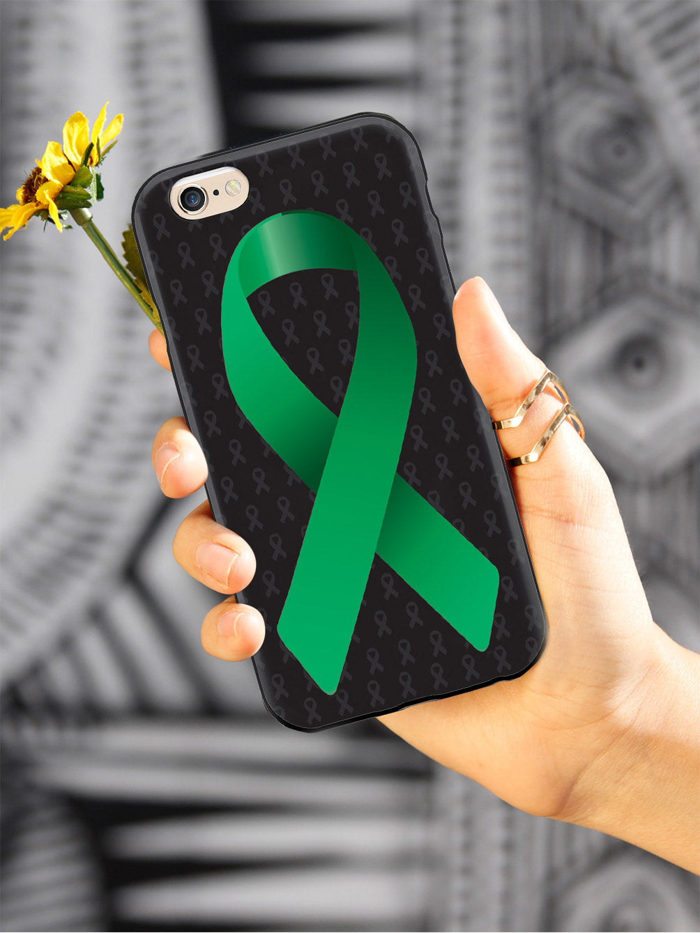 Green Awareness Ribbon - Black Case