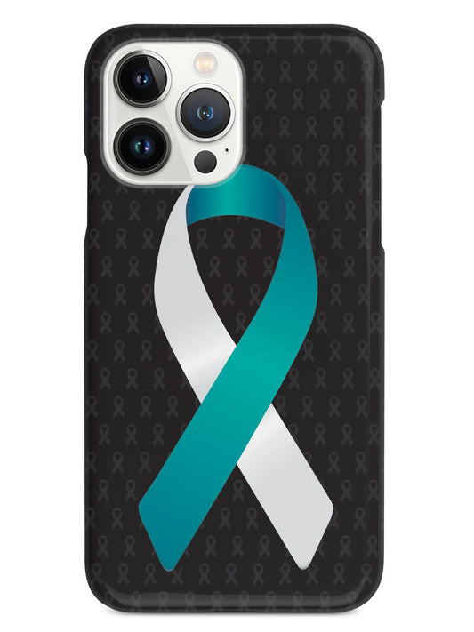 Teal & White Awareness Ribbon - Black Case