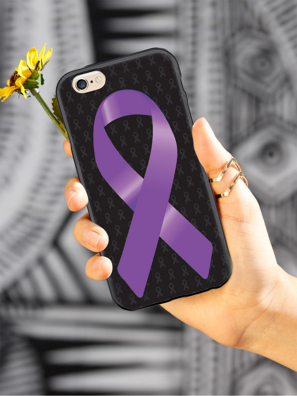 Purple Awareness Ribbon - Black Case