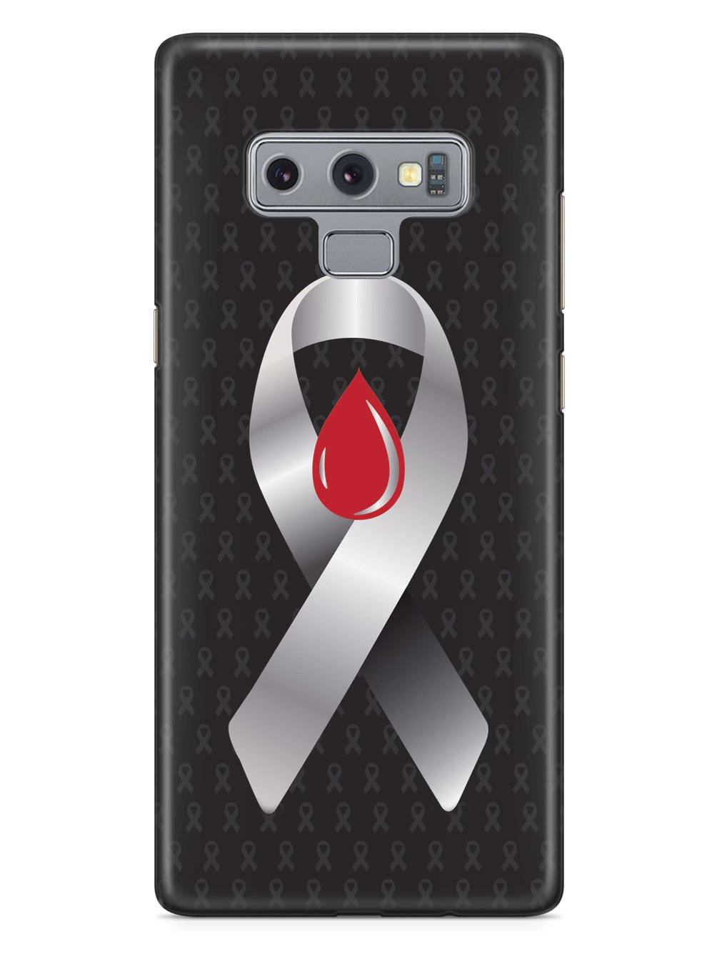 Grey with Blood Drop Awareness Ribbon - Black Case