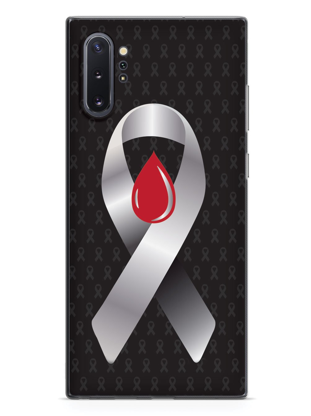 Grey with Blood Drop Awareness Ribbon - Black Case