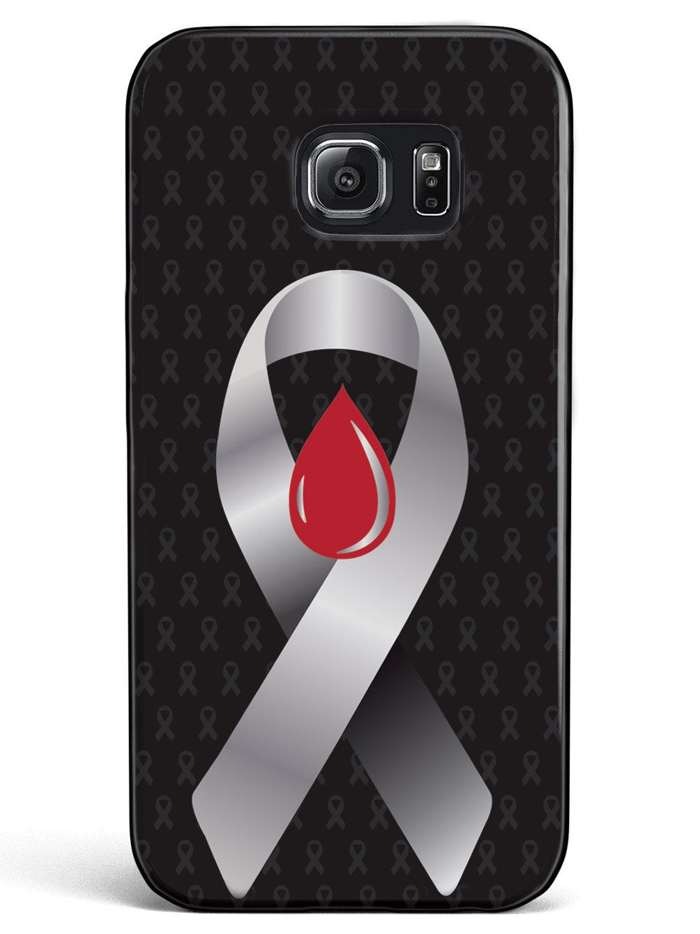 Grey with Blood Drop Awareness Ribbon - Black Case