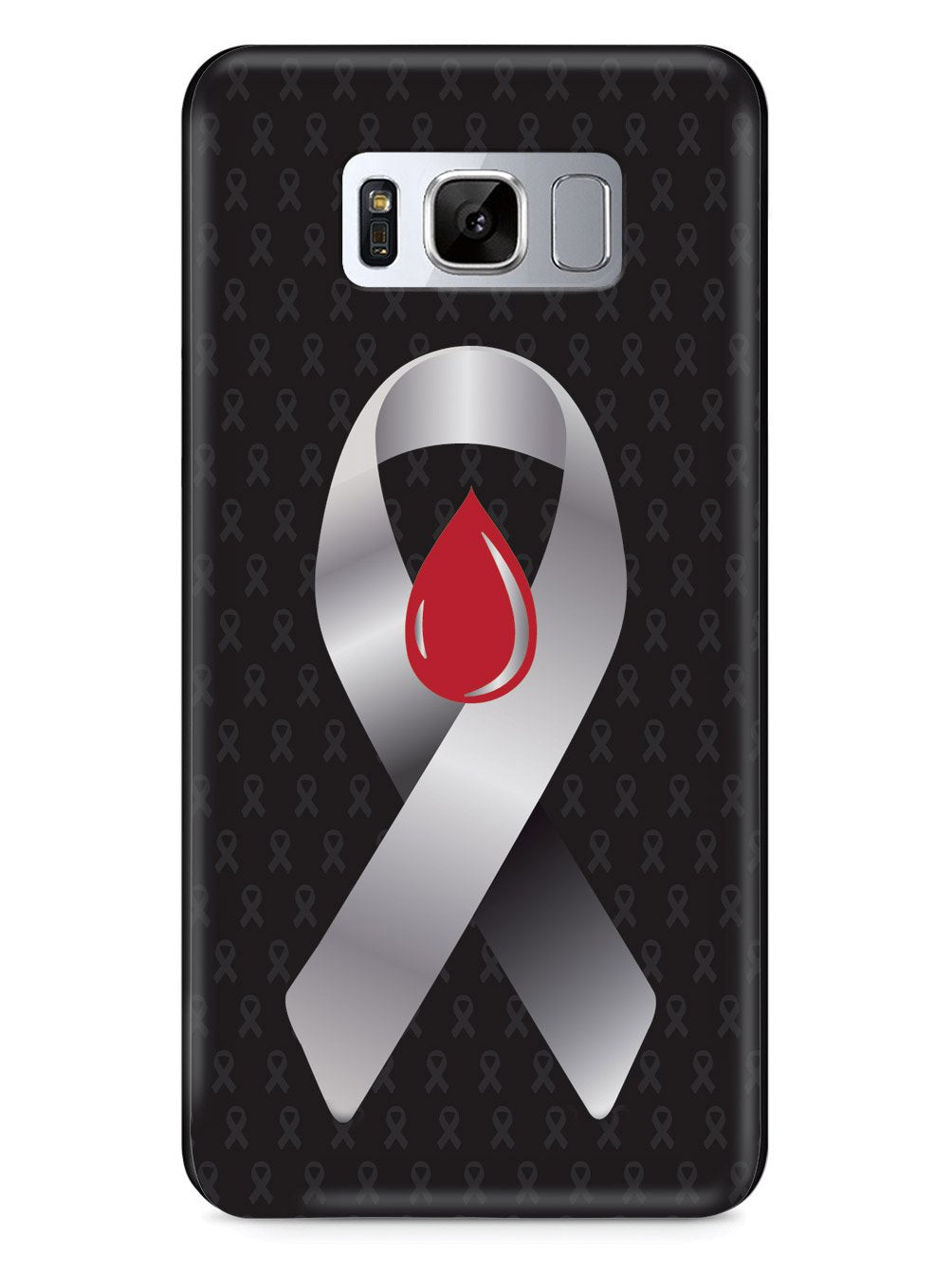 Grey with Blood Drop Awareness Ribbon - Black Case