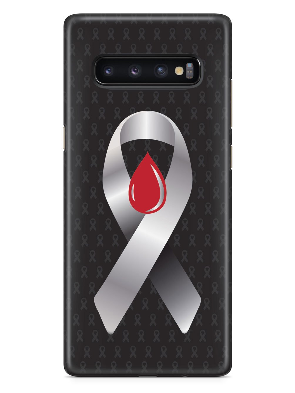 Grey with Blood Drop Awareness Ribbon - Black Case