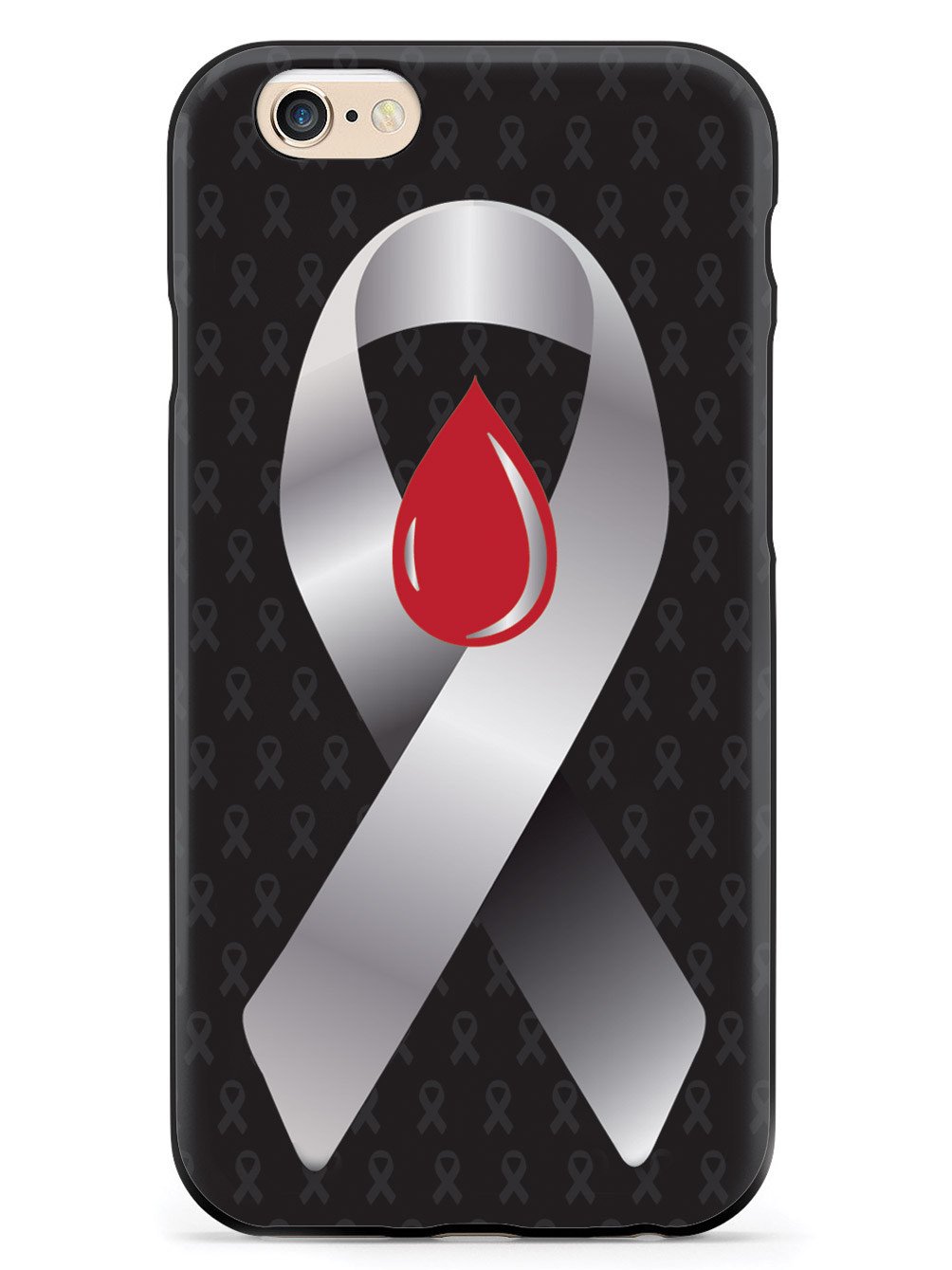 Grey with Blood Drop Awareness Ribbon - Black Case