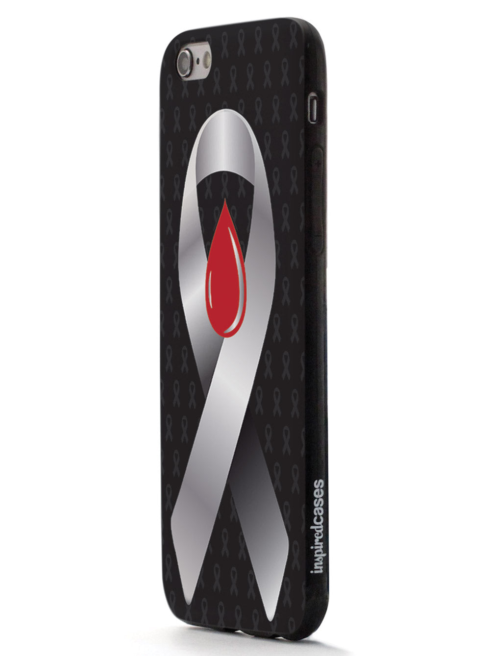 Grey with Blood Drop Awareness Ribbon - Black Case