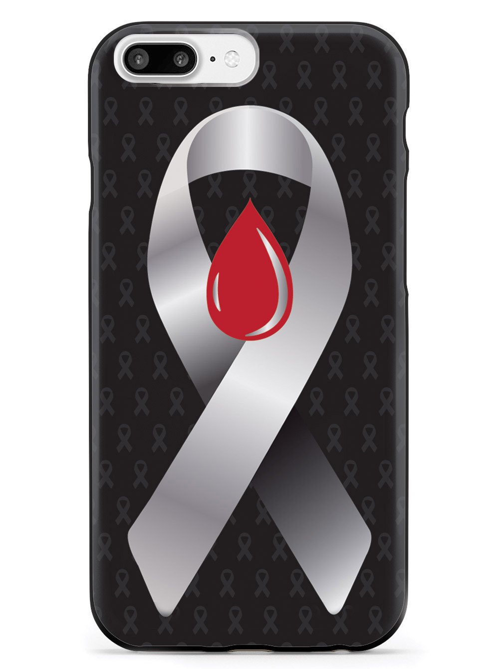 Grey with Blood Drop Awareness Ribbon - Black Case