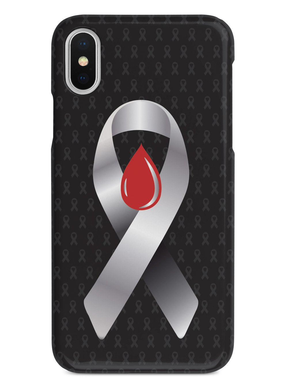 Grey with Blood Drop Awareness Ribbon - Black Case