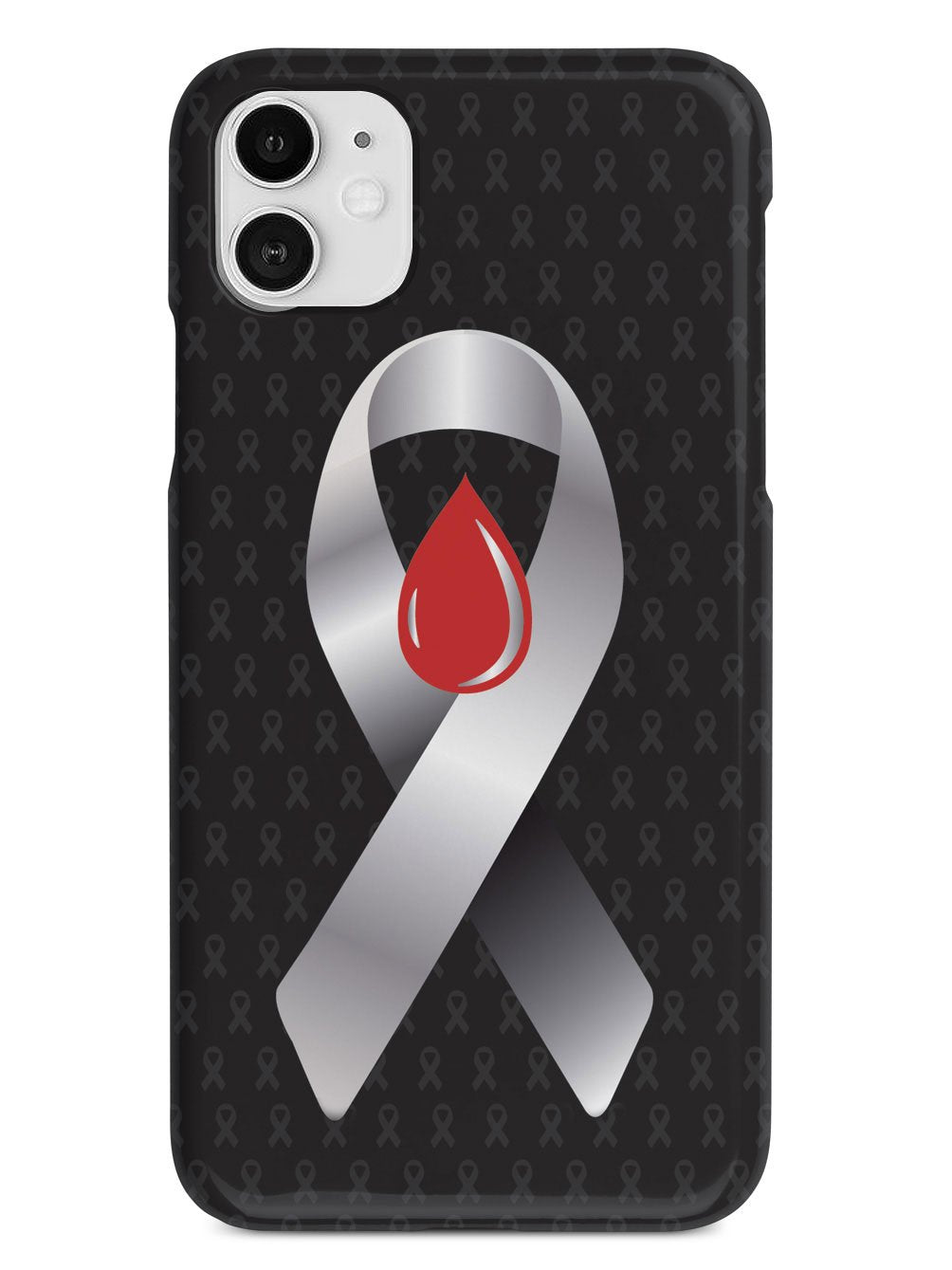 Grey with Blood Drop Awareness Ribbon - Black Case