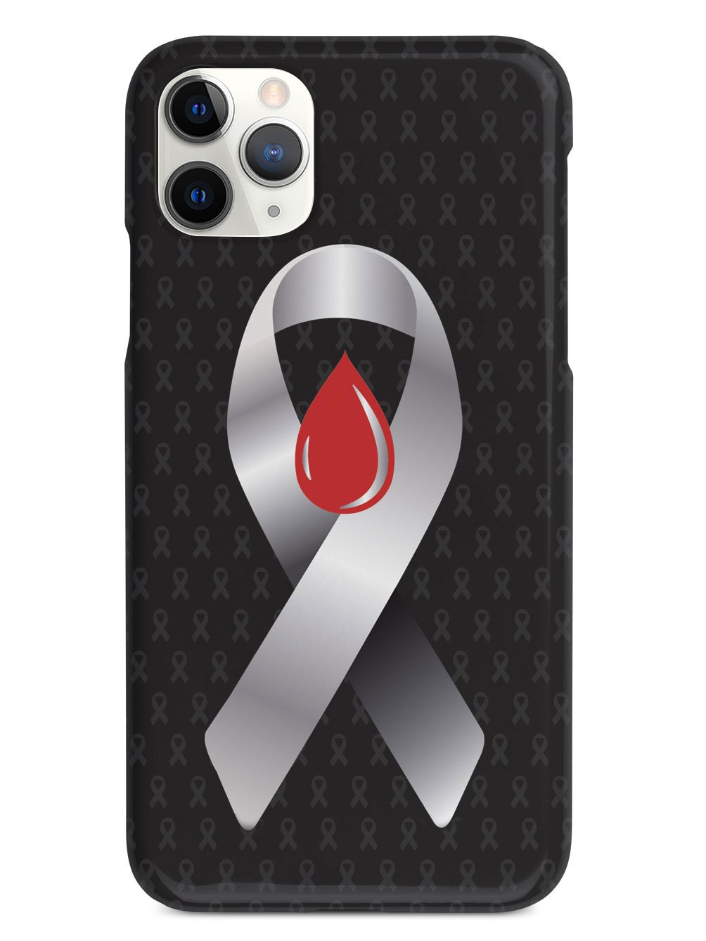 Grey with Blood Drop Awareness Ribbon - Black Case