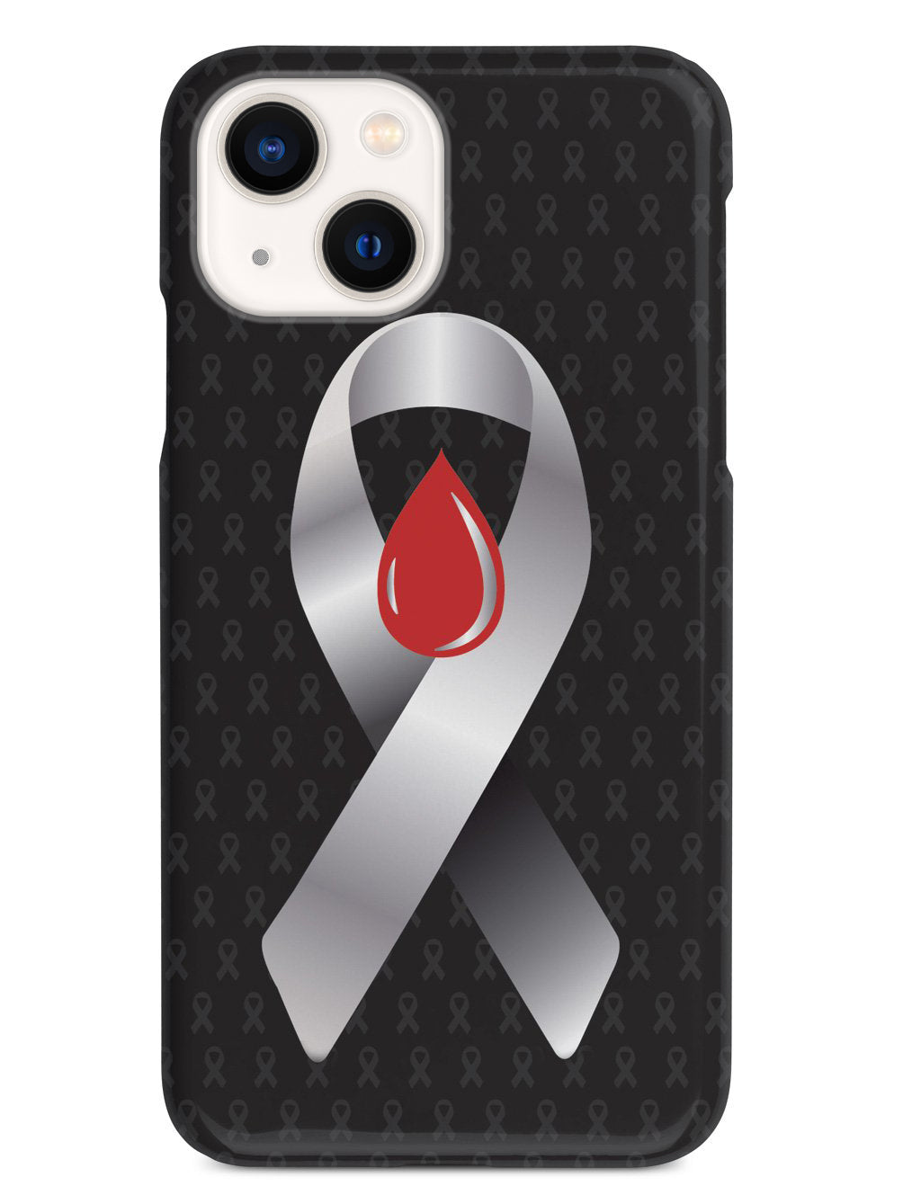 Grey with Blood Drop Awareness Ribbon - Black Case