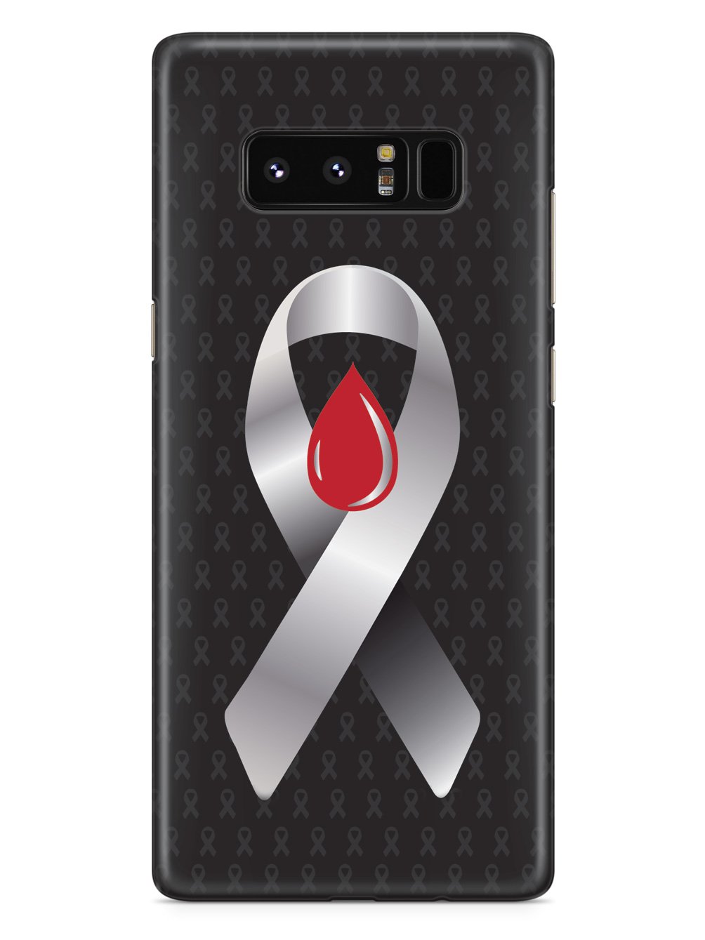 Grey with Blood Drop Awareness Ribbon - Black Case