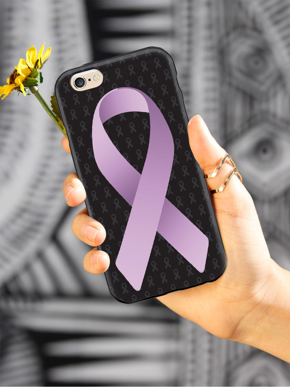 Lavender Awareness Ribbon - Black Case