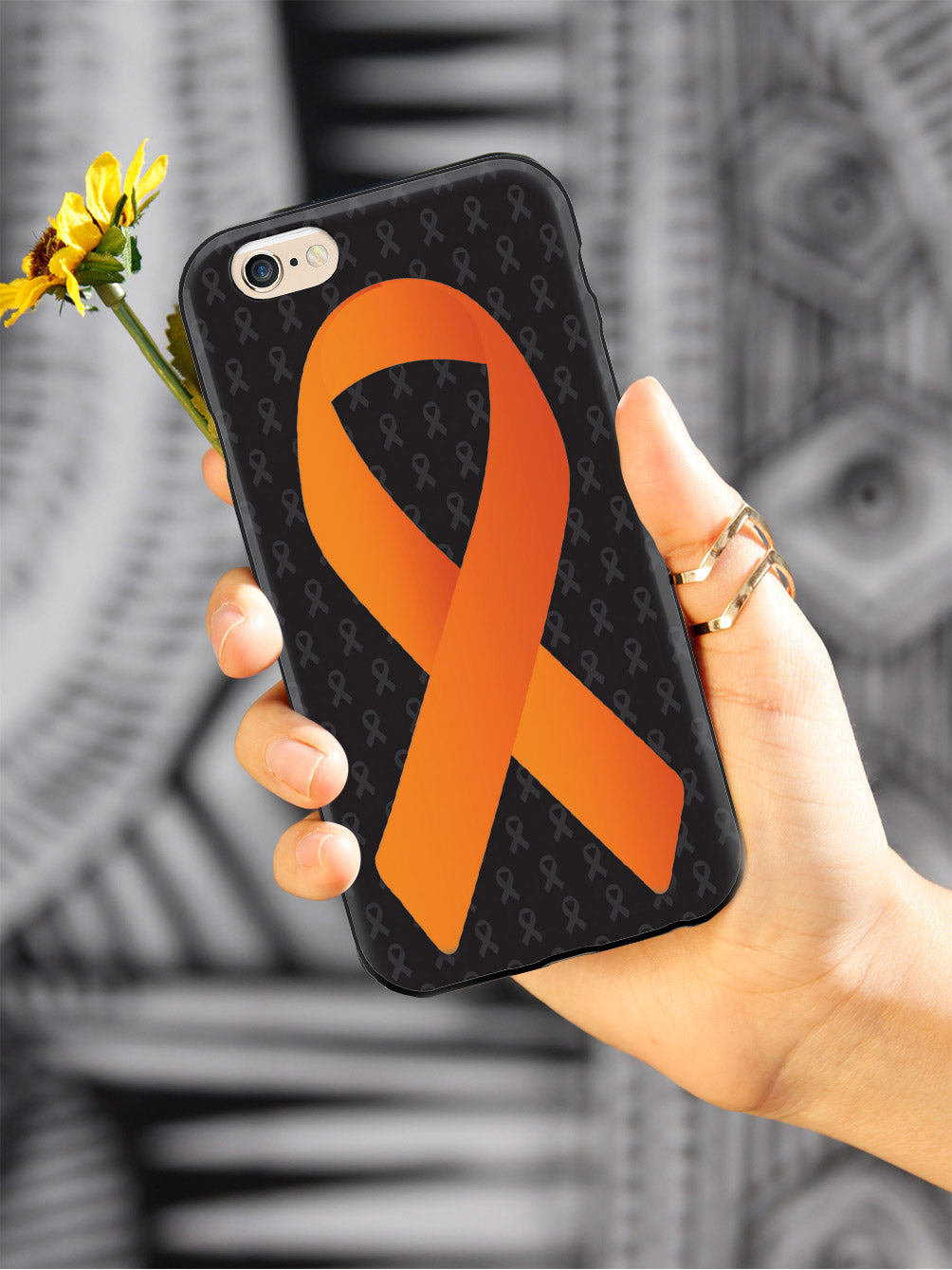 Orange Awareness Ribbon - Black Case