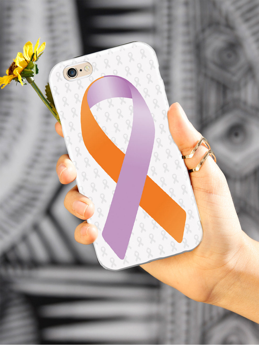 Orange and Lavender Awareness Ribbon - White Case